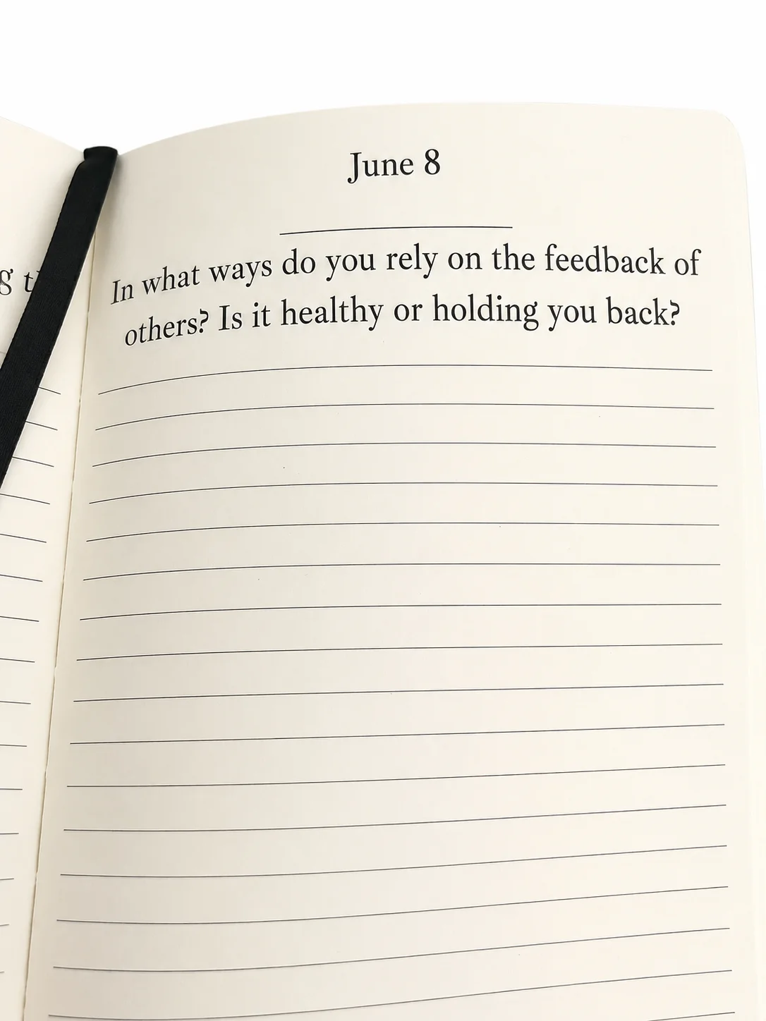 Daily wellness journal page with a June 8 self reflection prompt and lined writing space